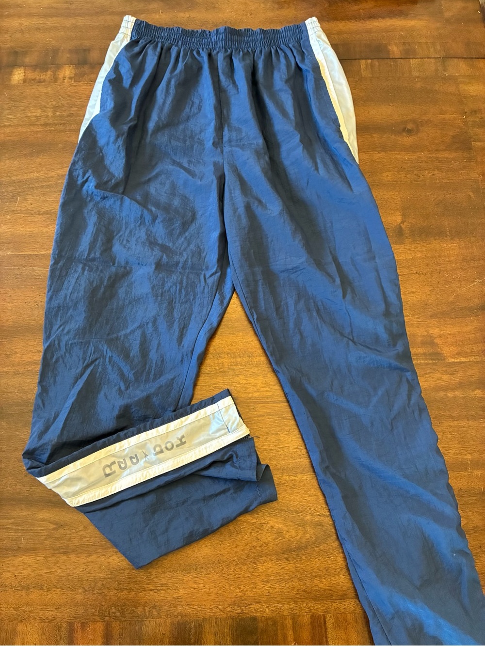 Vintage Reebok Sweatpants Men’s Medium Track Pants Navy Blue Y2K Zipper Bottom